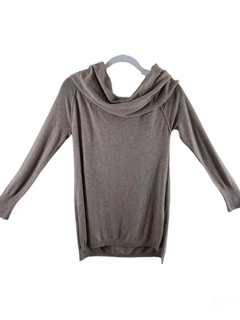 Shrinking Violet Tan Long Sleeve Cowl Neck Lightweight Tight Knit Sweater Size M
